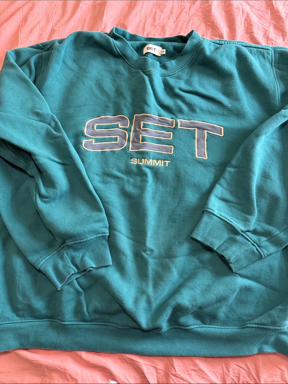 SET Active Teal Crewneck Sweatshirt with Embroidered Logo